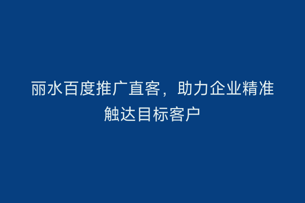 丽水百度推广直客,助力企业精准触达目标客户