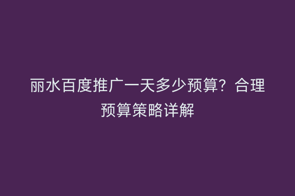 丽水百度推广一天多少预算?合理预算策略详解