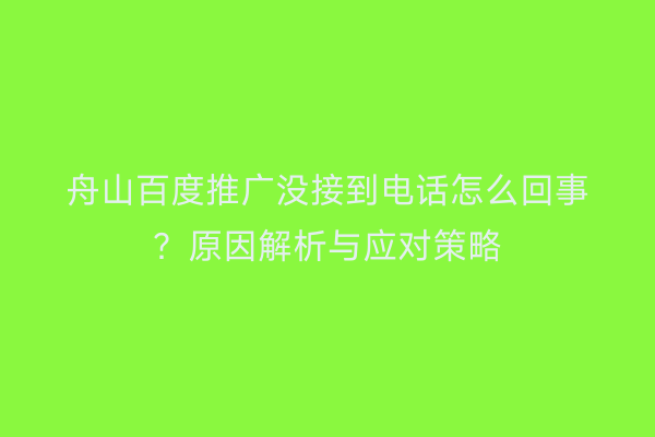 舟山百度推广没接到电话怎么回事?原因解析与应对策略