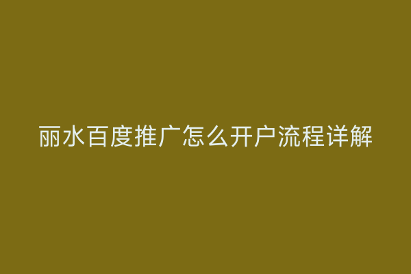 丽水百度推广怎么开户流程详解