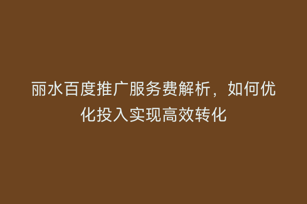 丽水百度推广服务费解析,如何优化投入实现高效转化