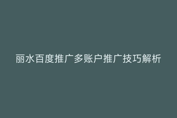丽水百度推广多账户推广技巧解析