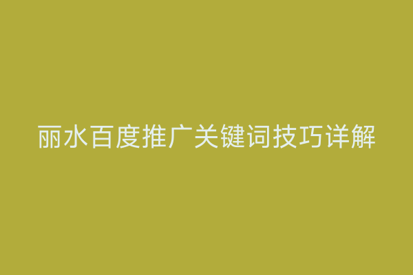 丽水百度推广关键词技巧详解