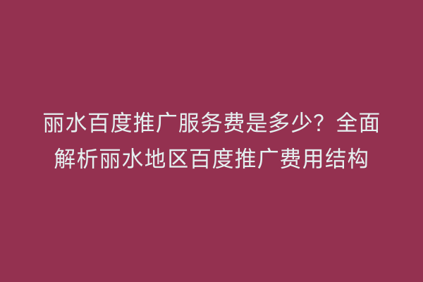 丽水百度推广服务费是多少?全面解析丽水地区百度推广费用结构