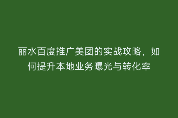 丽水百度推广美团的实战攻略，如何提升本地业务曝光与转化率