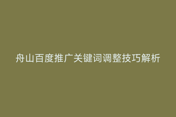 舟山百度推广关键词调整技巧解析