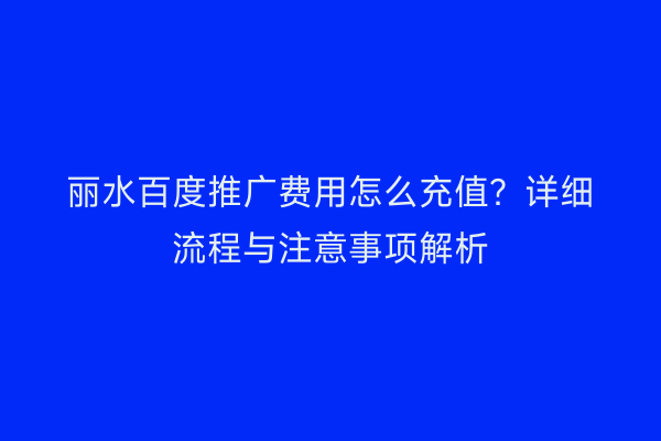 丽水百度推广费用怎么充值?详细流程与注意事项解析