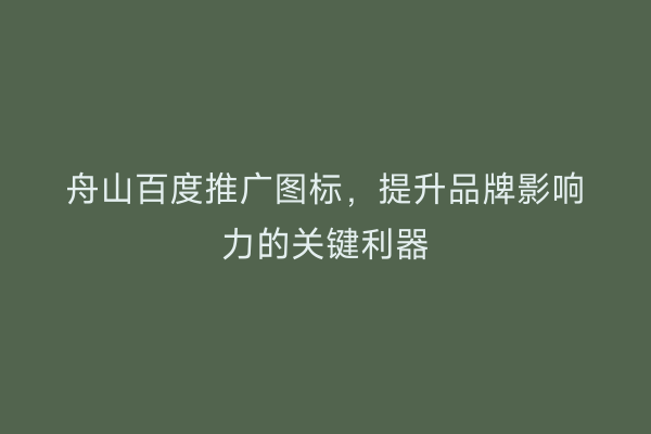 舟山百度推广图标,提升品牌影响力的关键利器