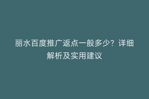 丽水百度推广返点一般多少?详细解析及实用建议