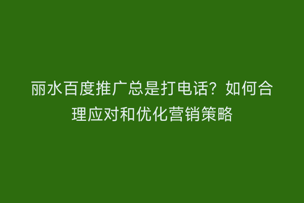 丽水百度推广总是打电话?如何合理应对和优化营销策略
