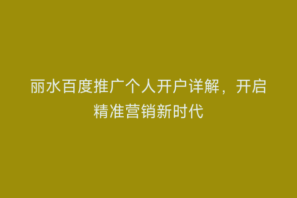 丽水百度推广个人开户详解,开启精准营销新时代