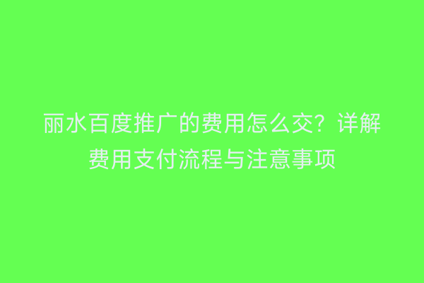 丽水百度推广的费用怎么交?详解费用支付流程与注意事项