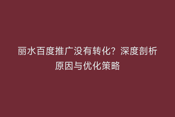 丽水百度推广没有转化?深度剖析原因与优化策略