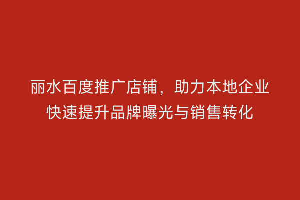 丽水百度推广店铺,助力本地企业快速提升品牌曝光与销售转化