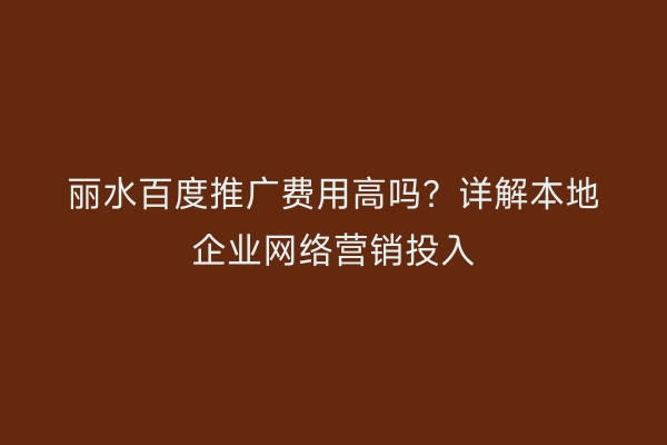 丽水百度推广费用高吗?详解本地企业网络营销投入