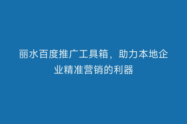 丽水百度推广工具箱,助力本地企业精准营销的利器