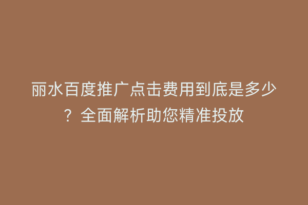 丽水百度推广点击费用到底是多少?全面解析助您精准投放