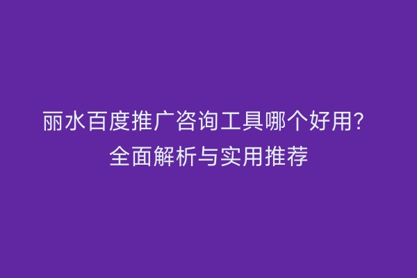 丽水百度推广咨询工具哪个好用？全面解析与实用推荐