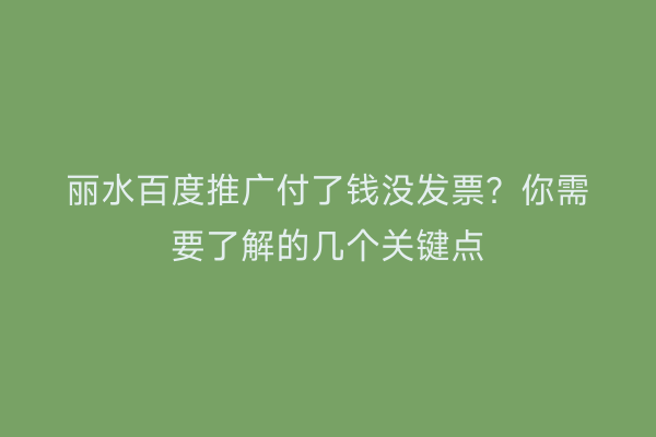 丽水百度推广付了钱没发票?你需要了解的几个关键点