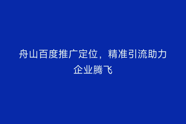 舟山百度推广定位，精准引流助力企业腾飞