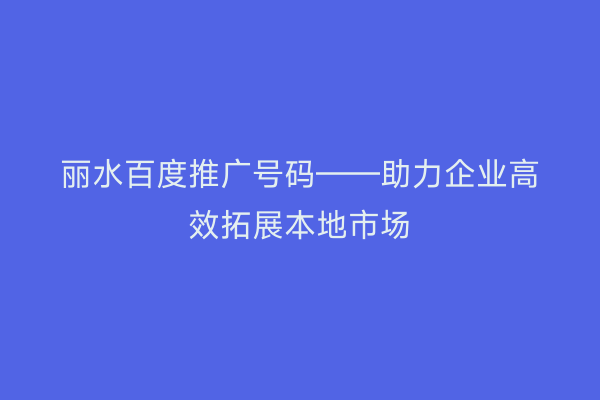 丽水百度推广号码——助力企业高效拓展本地市场