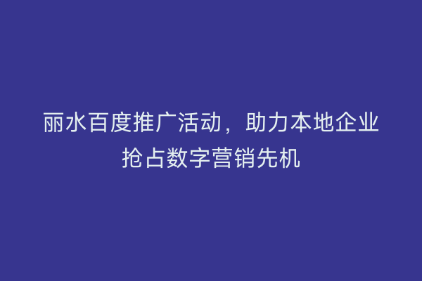 丽水百度推广活动,助力本地企业抢占数字营销先机