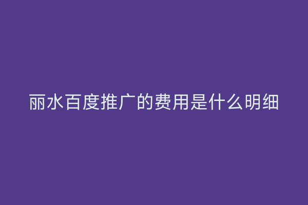丽水百度推广的费用是什么明细