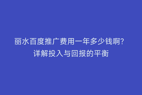丽水百度推广费用一年多少钱啊?详解投入与回报的平衡