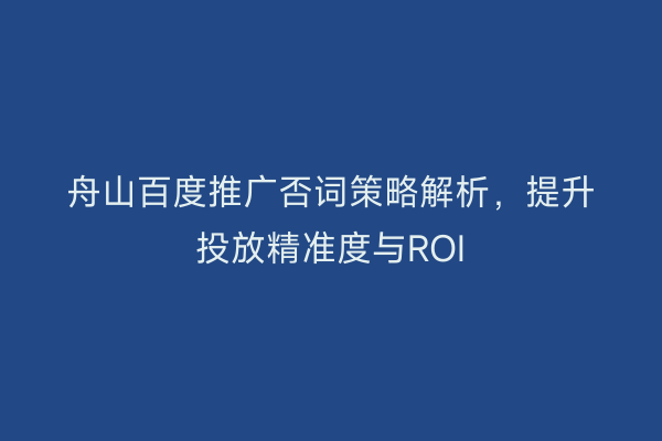 舟山百度推广否词策略解析，提升投放精准度与ROI