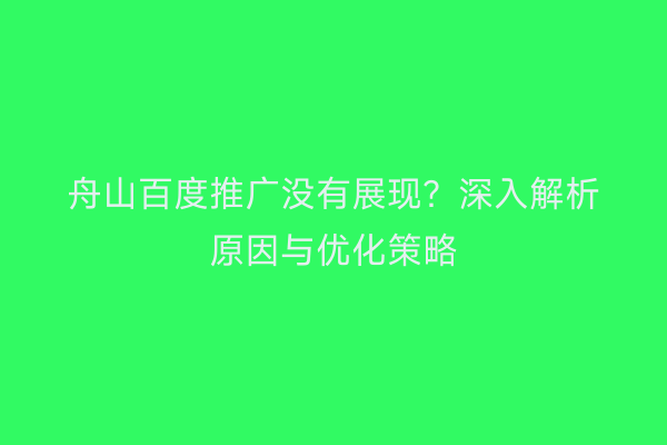 舟山百度推广没有展现?深入解析原因与优化策略