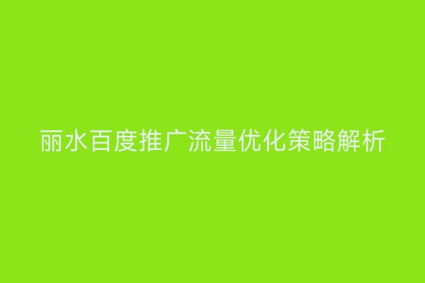 丽水百度推广流量优化策略解析