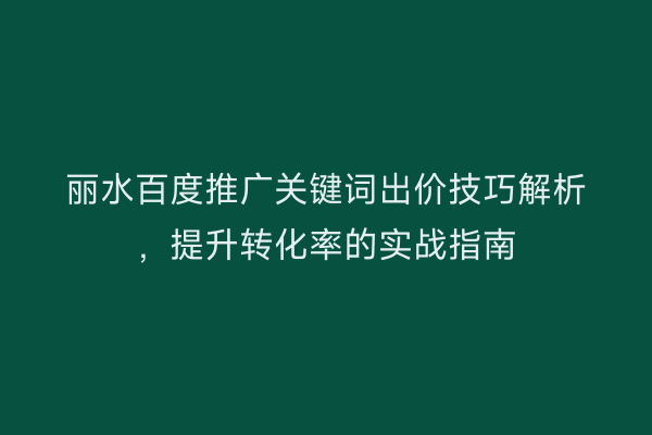 丽水百度推广关键词出价技巧解析,提升转化率的实战指南