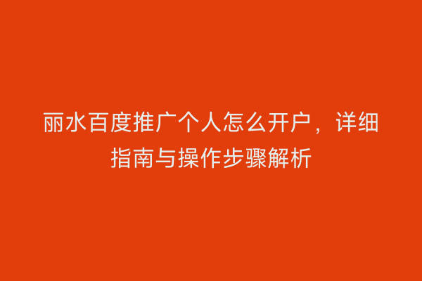 丽水百度推广个人怎么开户,详细指南与操作步骤解析