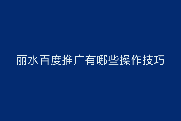 丽水百度推广有哪些操作技巧