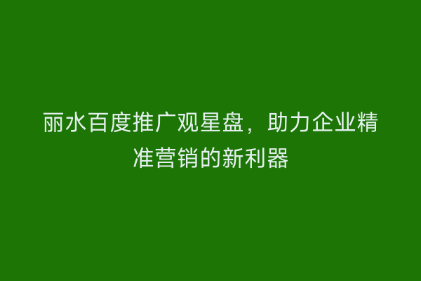 丽水百度推广观星盘,助力企业精准营销的新利器