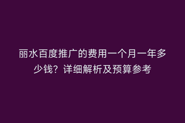 丽水百度推广的费用一个月一年多少钱?详细解析及预算参考