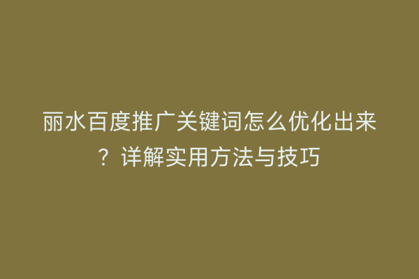 丽水百度推广关键词怎么优化出来?详解实用方法与技巧