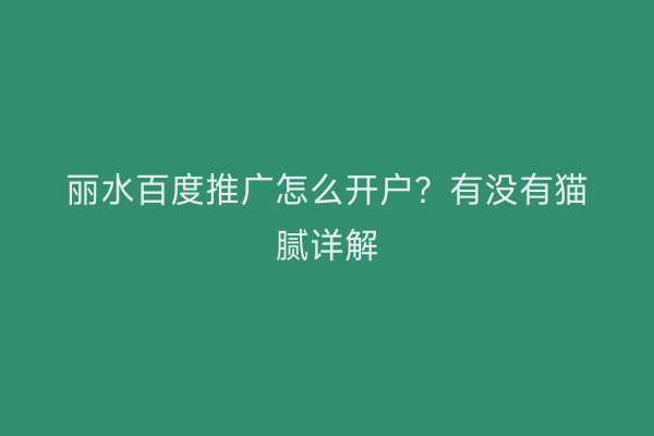 丽水百度推广怎么开户?有没有猫腻详解