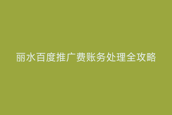 丽水百度推广费账务处理全攻略