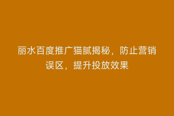 丽水百度推广猫腻揭秘，防止营销误区，提升投放效果