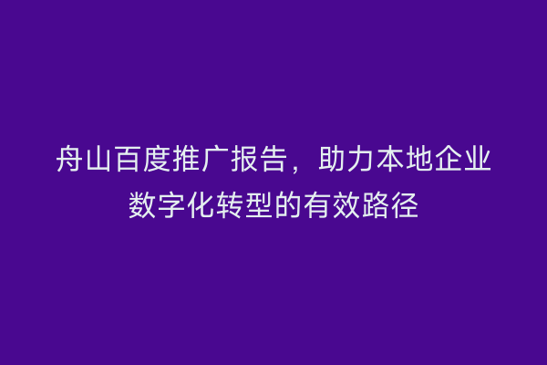 舟山百度推广报告,助力本地企业数字化转型的有效路径