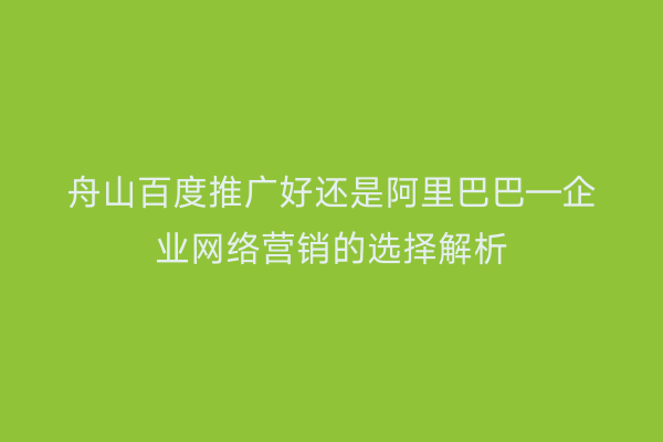 舟山百度推广好还是阿里巴巴—企业网络营销的选择解析