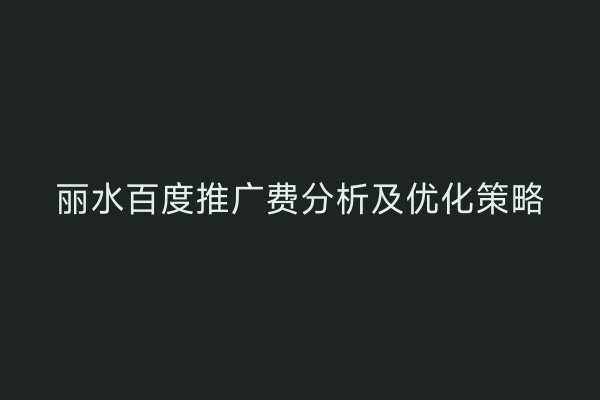 丽水百度推广费分析及优化策略