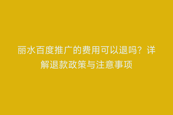 丽水百度推广的费用可以退吗？详解退款政策与注意事项