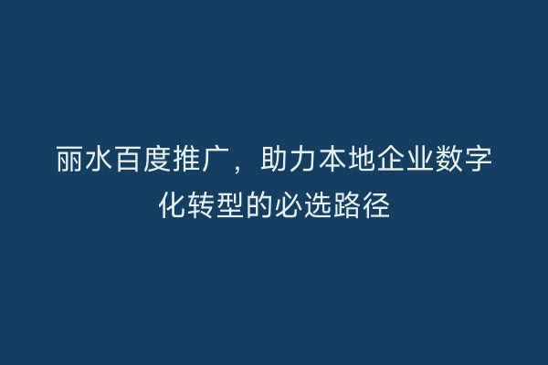 丽水百度推广,助力本地企业数字化转型的必选路径