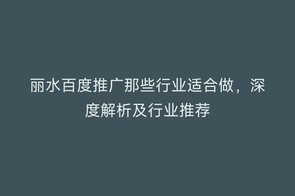 丽水百度推广那些行业适合做，深度解析及行业推荐