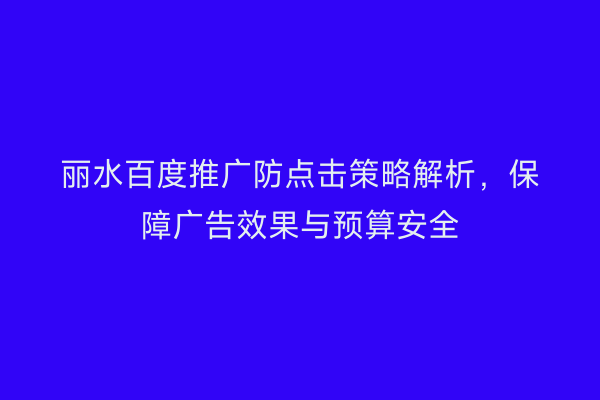 丽水百度推广防点击策略解析,保障广告效果与预算安全