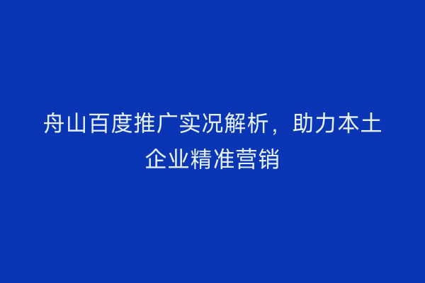 舟山百度推广实况解析,助力本土企业精准营销