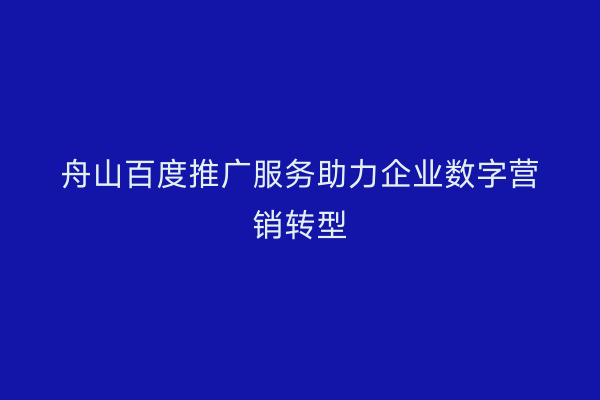 舟山百度推广服务助力企业数字营销转型