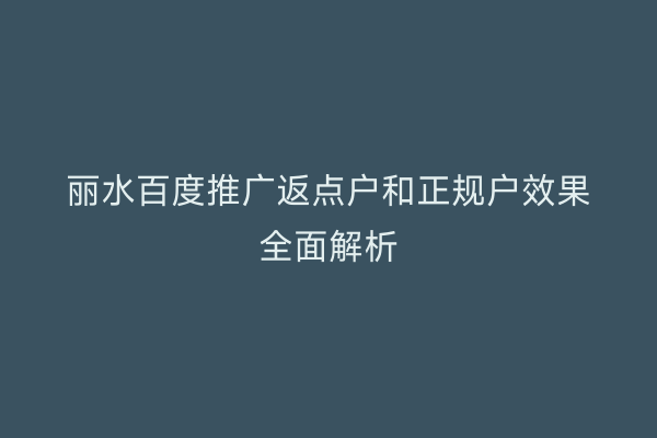 丽水百度推广返点户和正规户效果全面解析